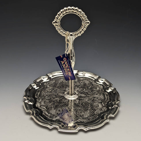 英国ヴィンテージ シルバープレート&グラス ドリンクサーバセット Queen Anne